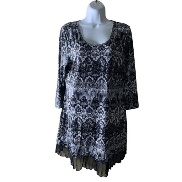 Susan Lawrence Floral Print Dress Womens M 3/4 Sleeve Ruffled Preppy Pullover - Picture 2 of 6